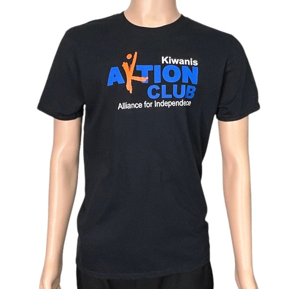 Kiwanis Aktion Club Alliance For Independence‎ Mens M Black Short Sleeve T Shirt - Picture 1 of 11